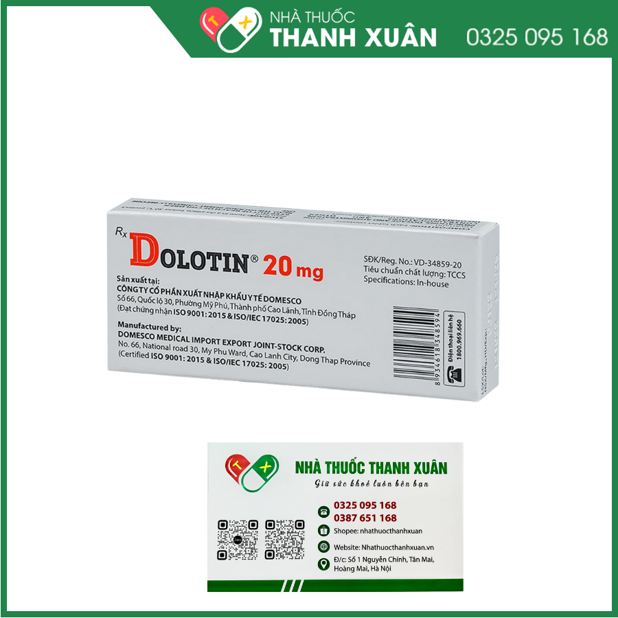 Dolotin 20 mg hỗ trợ dự phòng tiên phát bệnh mạch vành, tăng cholesterol huyết